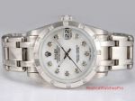 Replica Ladies Rolex Masterpiece Pearlmaster Datejust Watch White MOP 12 Diamond Bezel